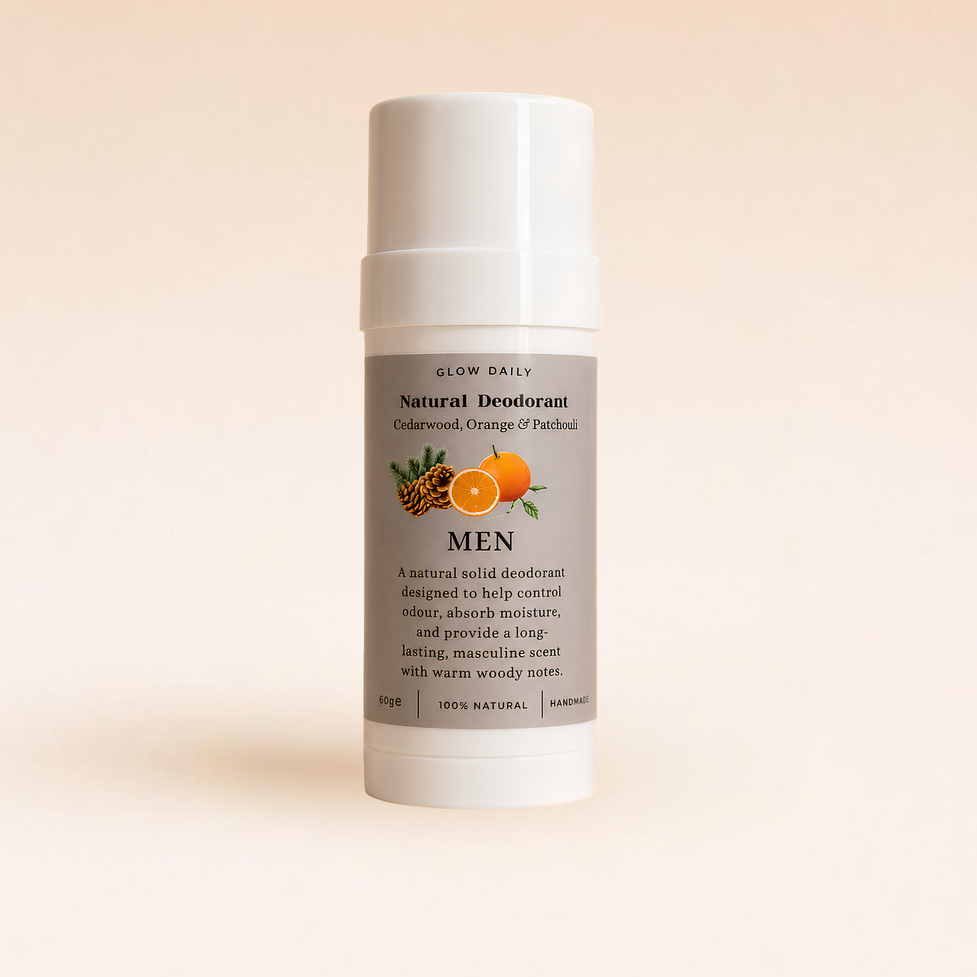 Men's Natural Deodorant – Cedarwood, Orange & Patchouli