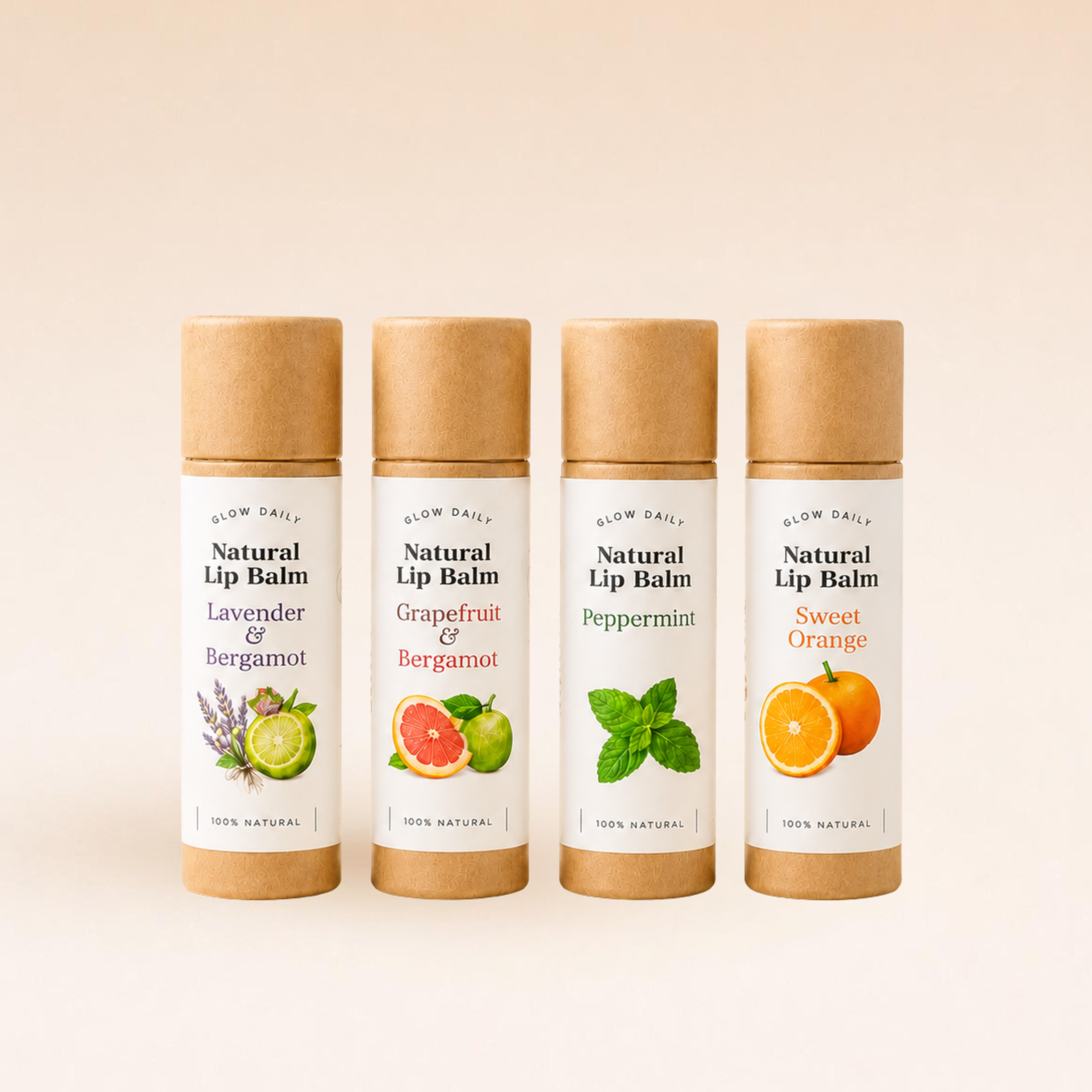 Natural Lip Balm Gift Set – Set of 4 Scents in Gift Box