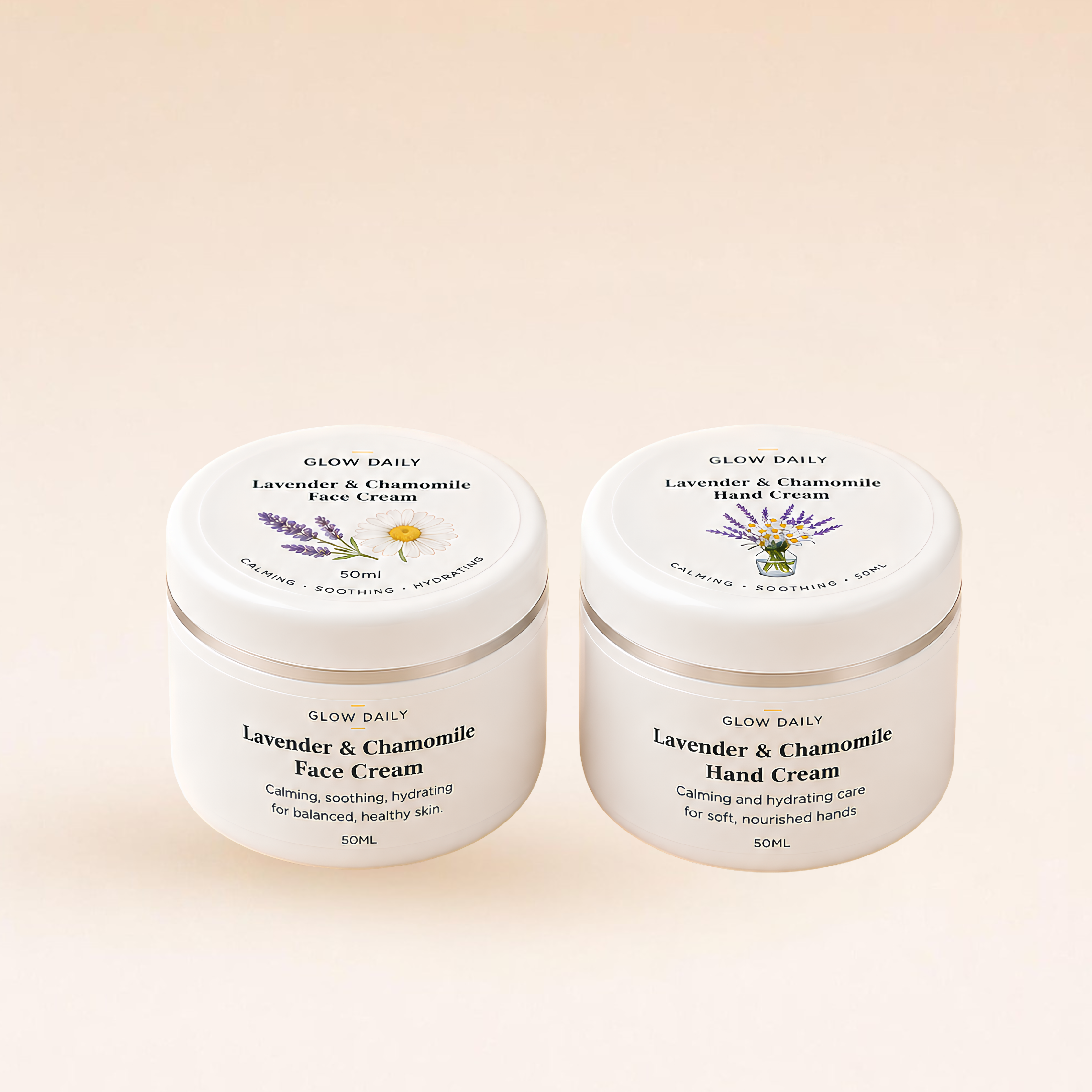 Lavender & Chamomile Face & Hand Cream Bundle – Calming Gift Set