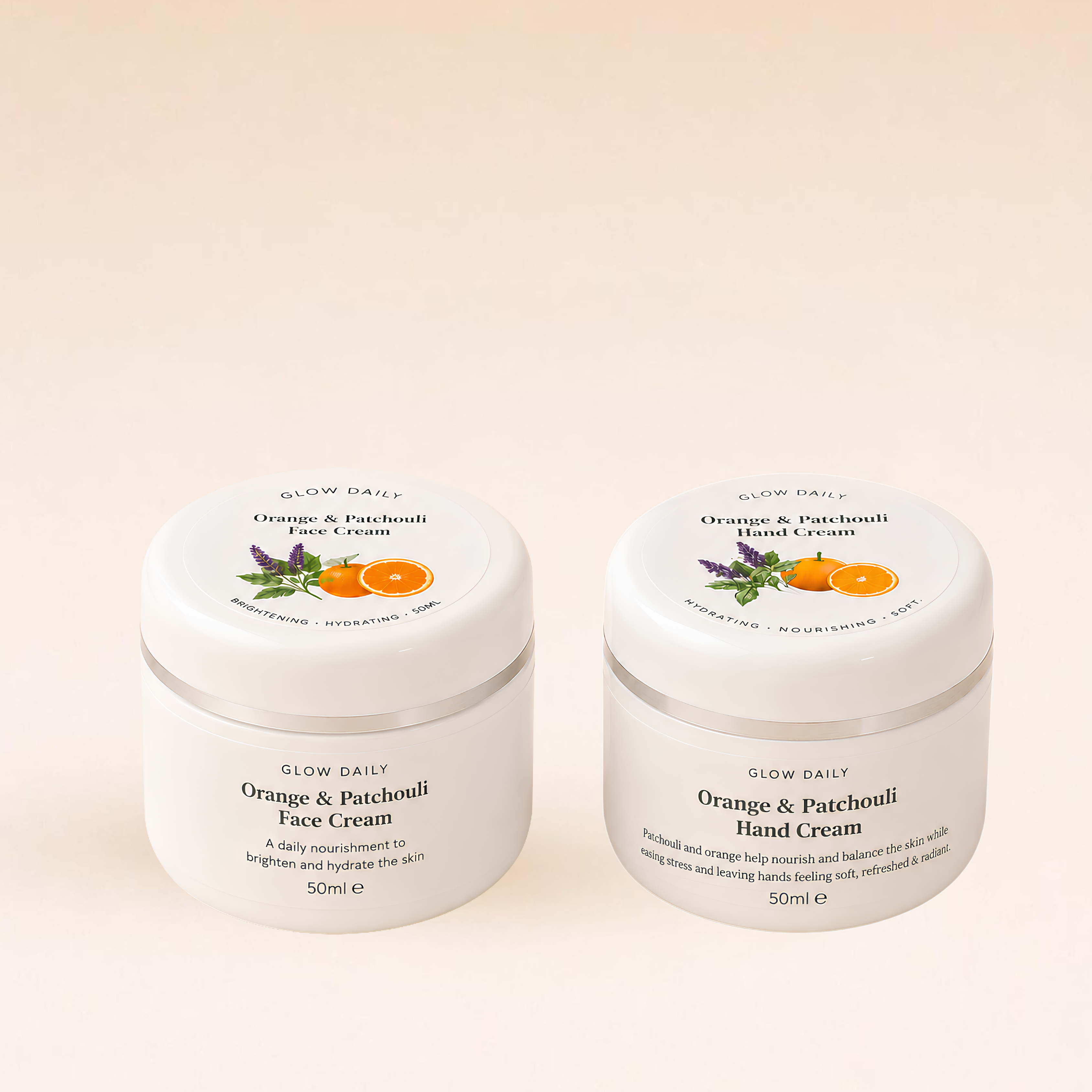 
Orange & Patchouli Face & Hand Cream Bundle – Natural Hydrating Gift Set