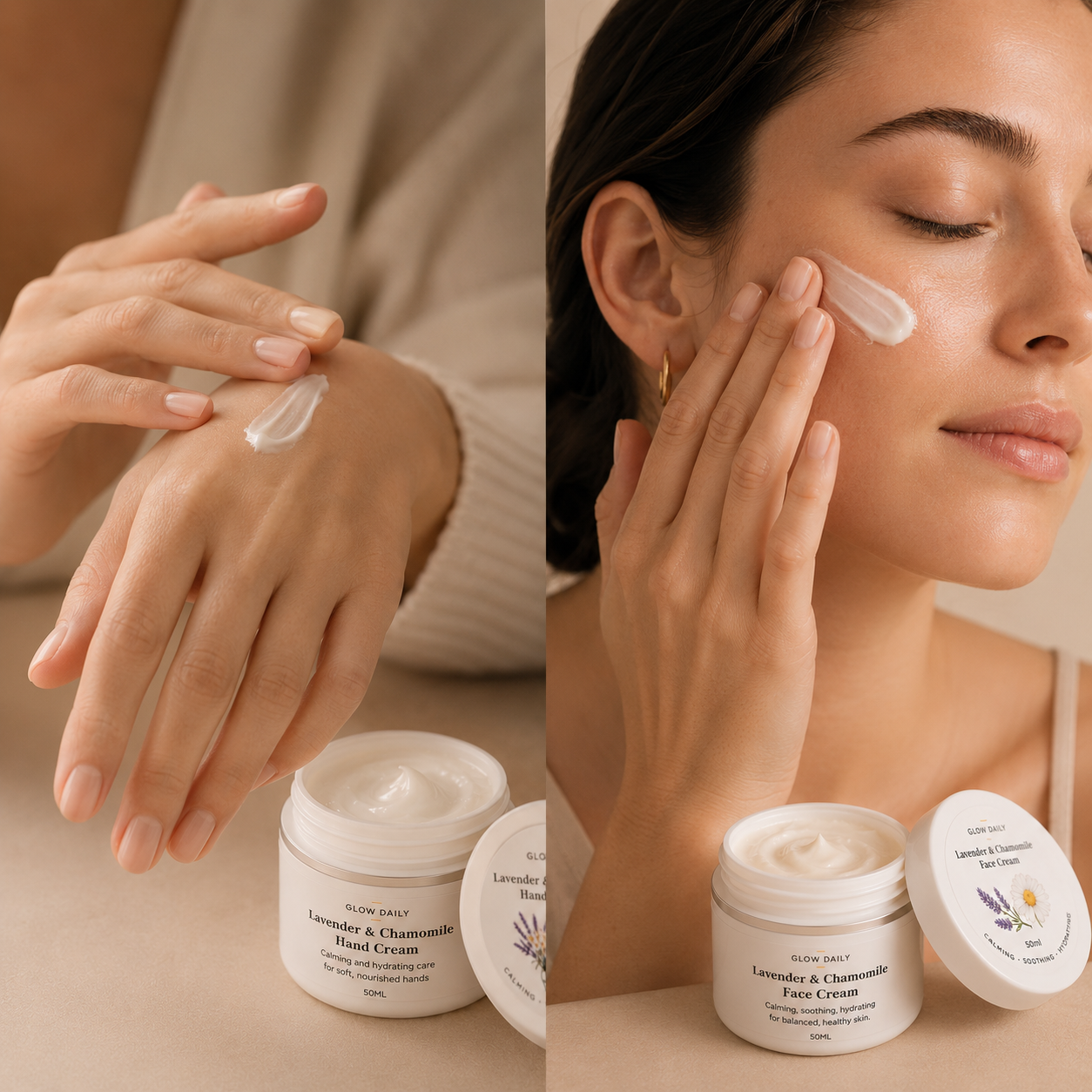 Lavender & Chamomile Face & Hand Cream Bundle – Calming Gift Set