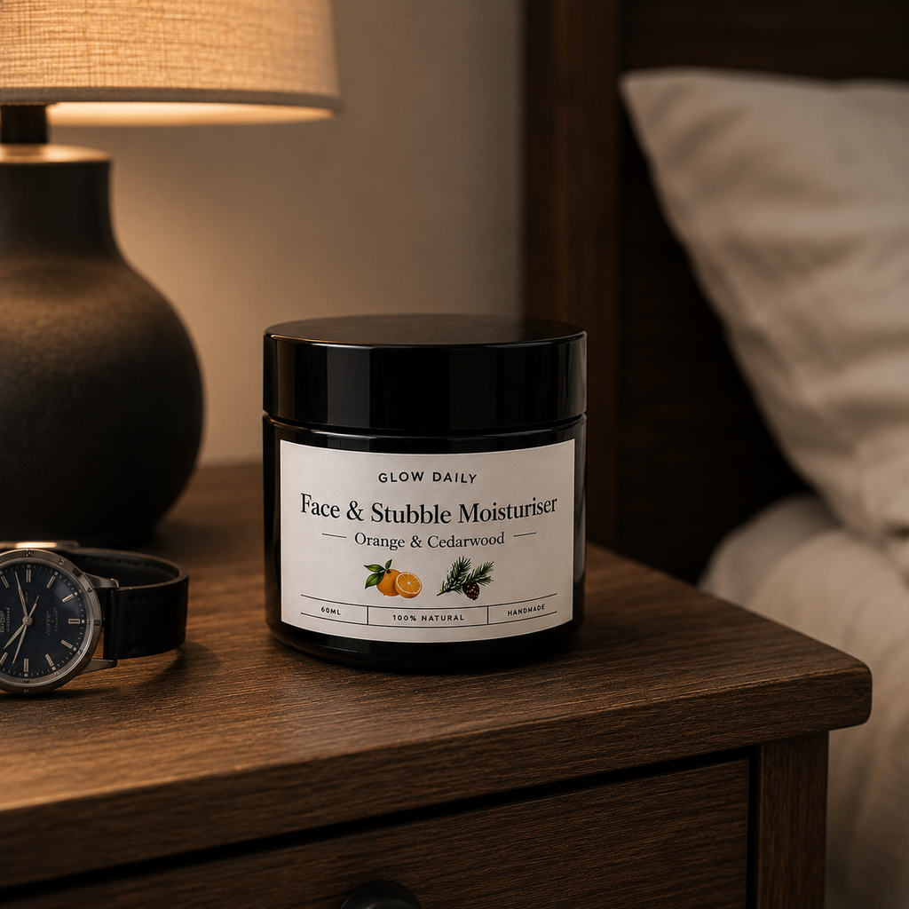 Men's Face & Stubble Moisturiser – Orange & Cedarwood
