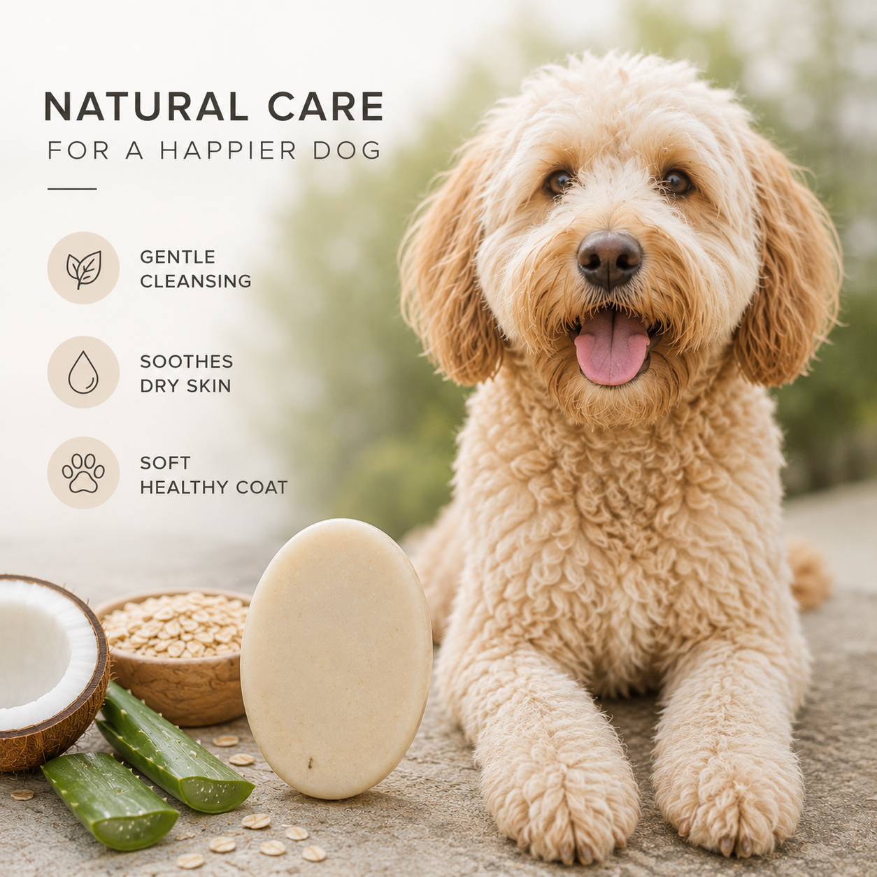 Natural Oatmeal Dog Shampoo Bar – Gentle Soothing Wash for Sensitive Skin