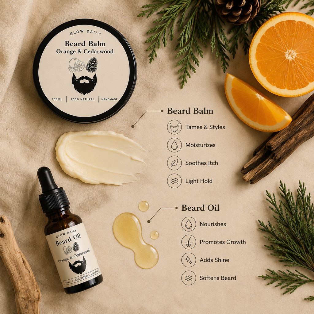Natural Beard Care Gift Set – Balm, Oil & Wooden Comb