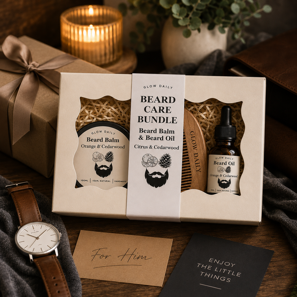 Natural Beard Care Gift Set – Balm, Oil & Wooden Comb