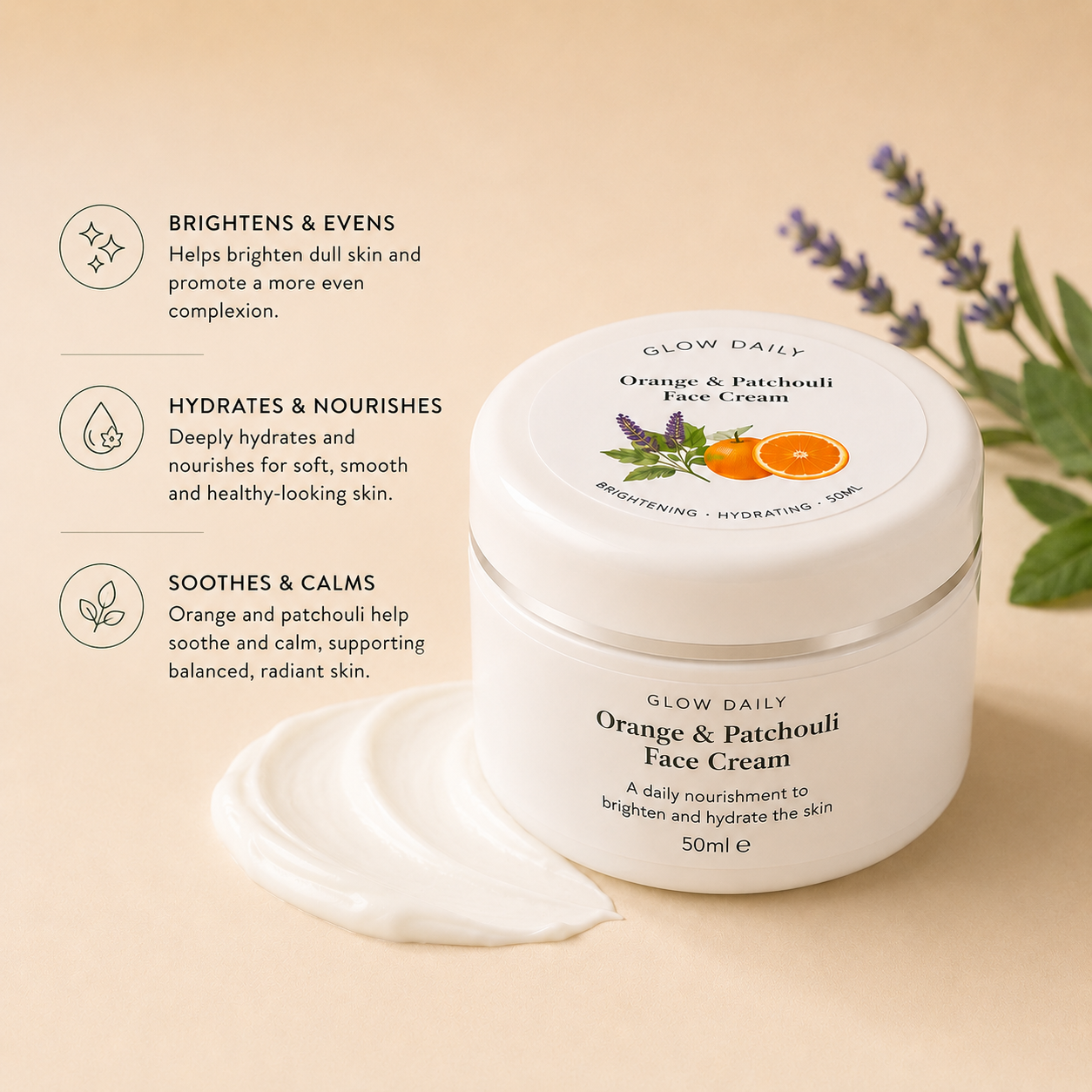 Natural Skincare Gift Set – Hand, Face & Foot Cream – Orange & Patchouli