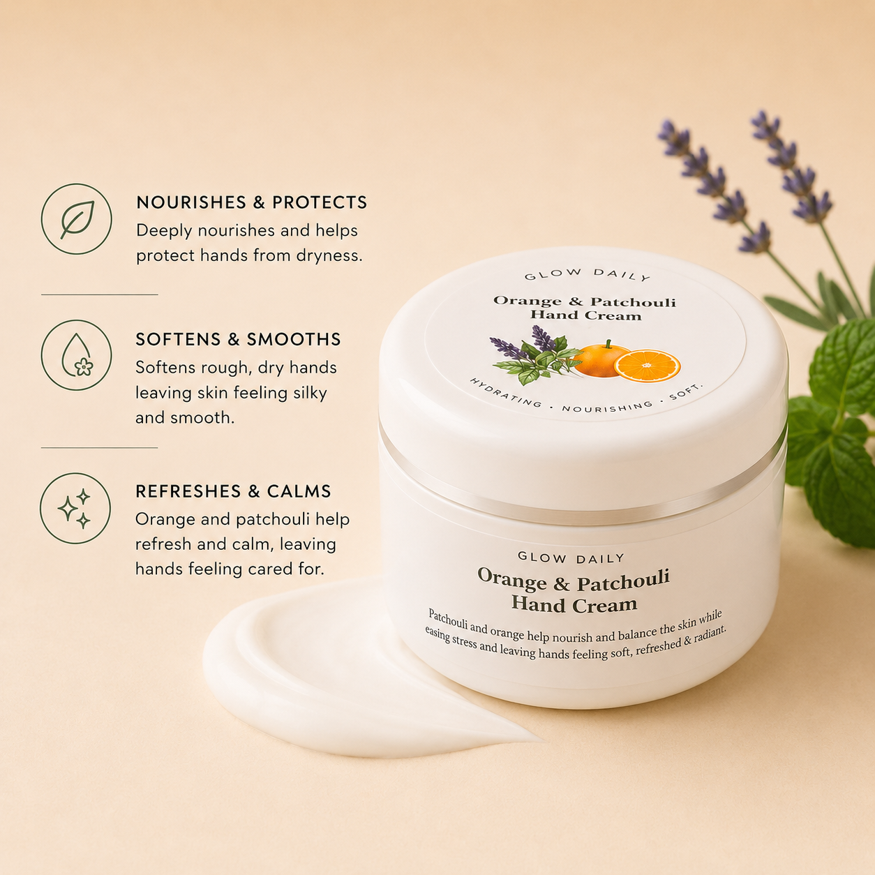 Natural Skincare Gift Set – Hand, Face & Foot Cream – Orange & Patchouli