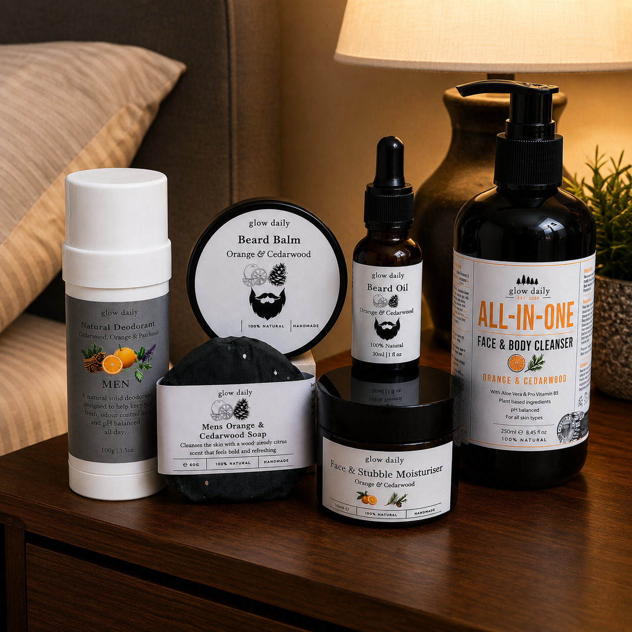Title Men's Natural Grooming Gift Set – Orange & Cedarwood 7 Piece Collection