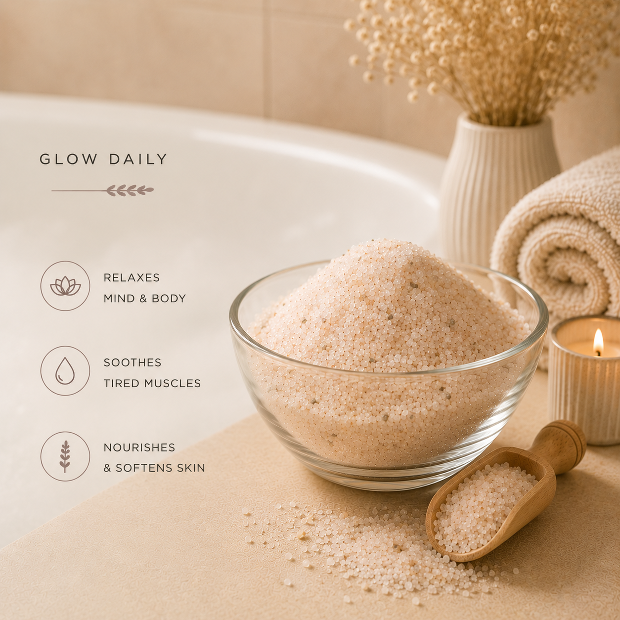 Natural Bath Salts – Rose, Grapefruit, Lemon or Lavender