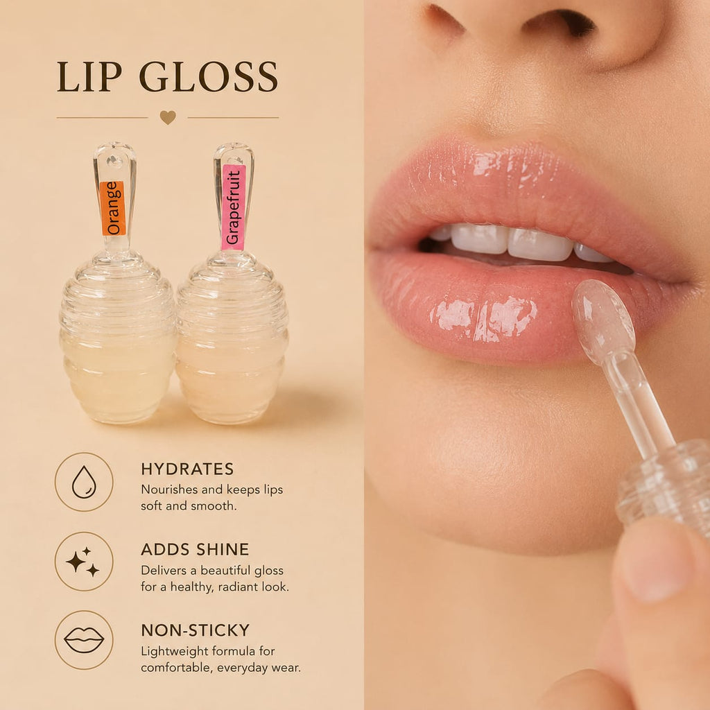 Natural Lip Gloss – Sweet Orange or Grapefruit & Bergamot