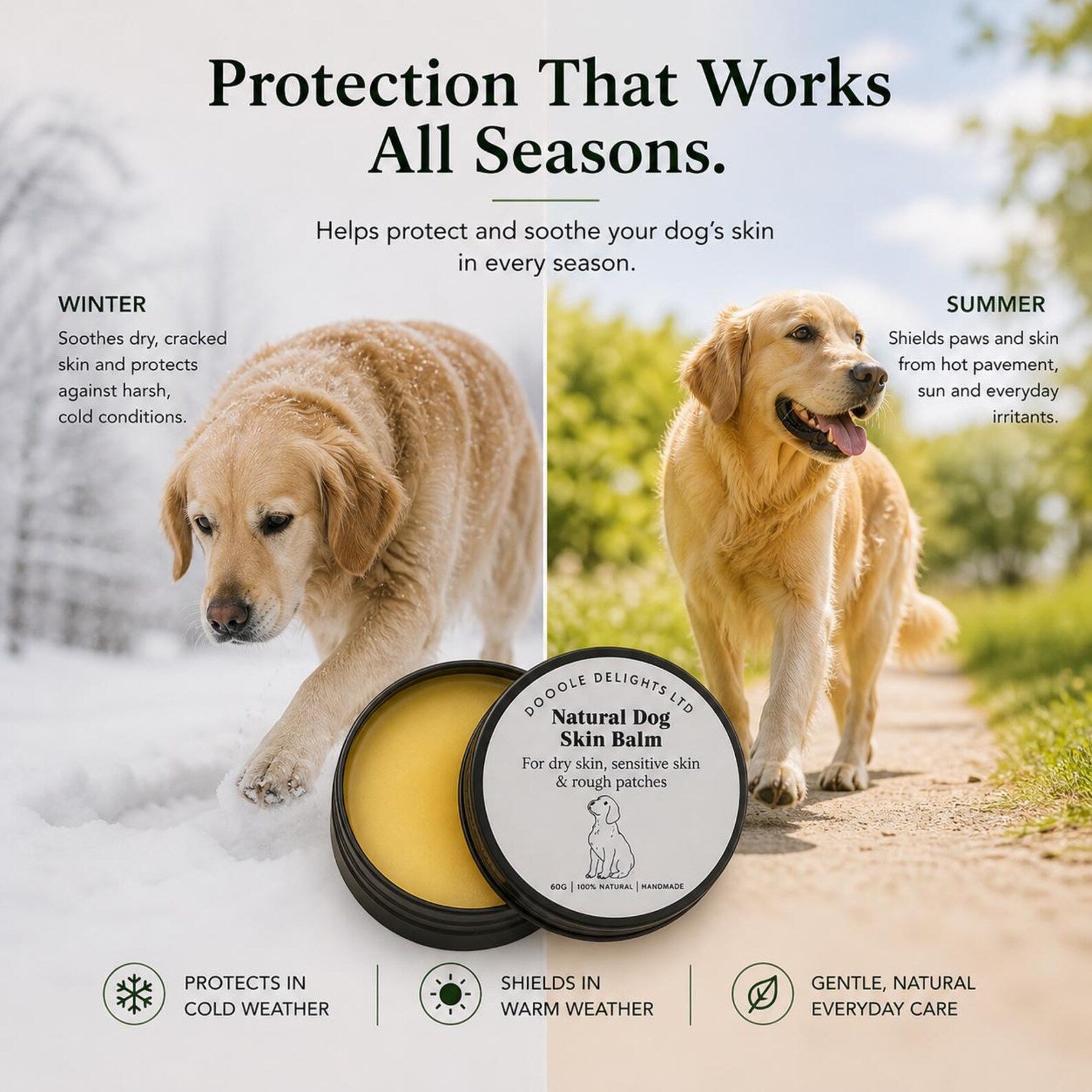 Natural Dog Skin Balm – Itchy & Sensitive Skin Relief for Paws, Nose & Dry Patches
