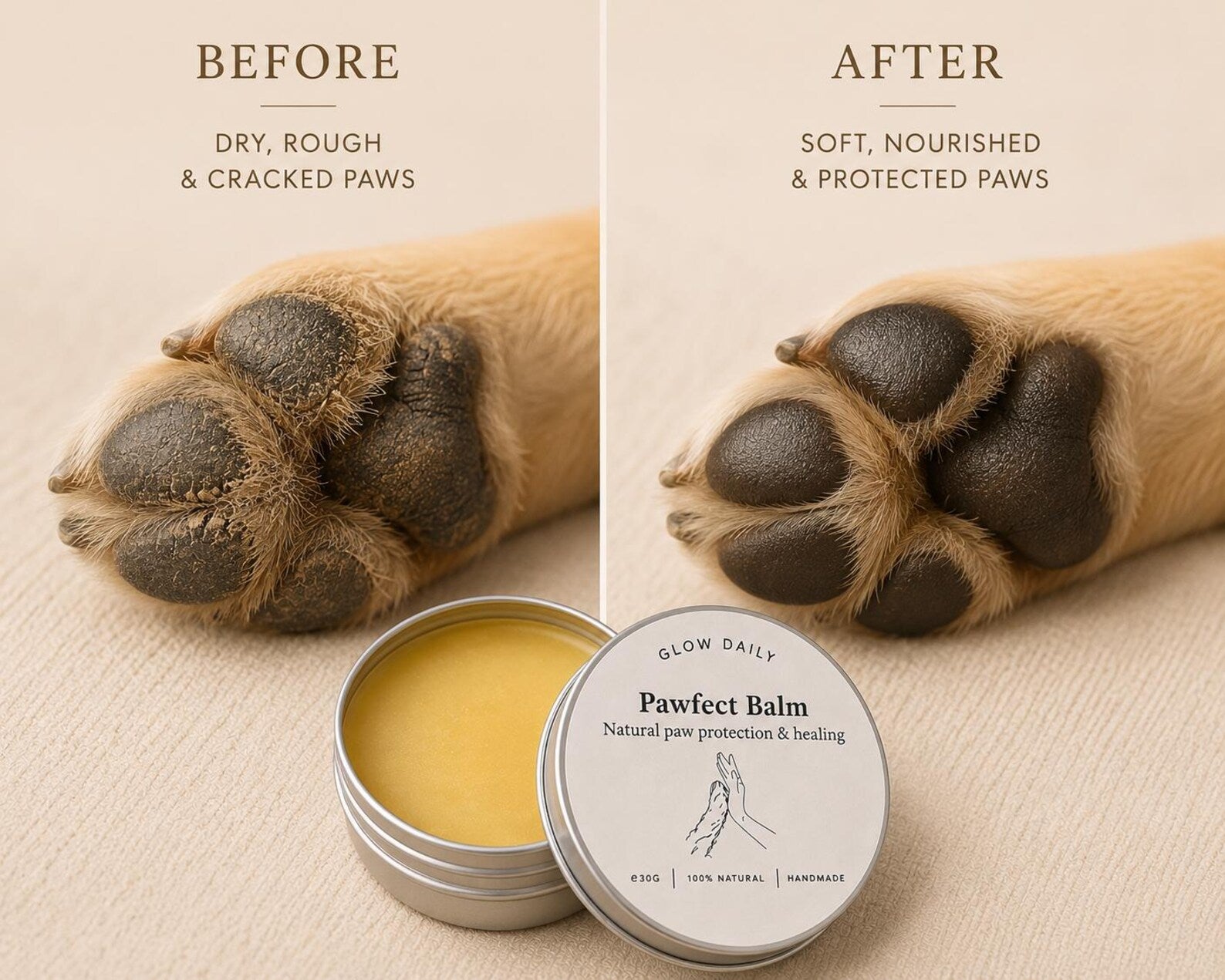 Natural Dog Paw Balm – Soothes & Repairs Dry, Cracked Paws