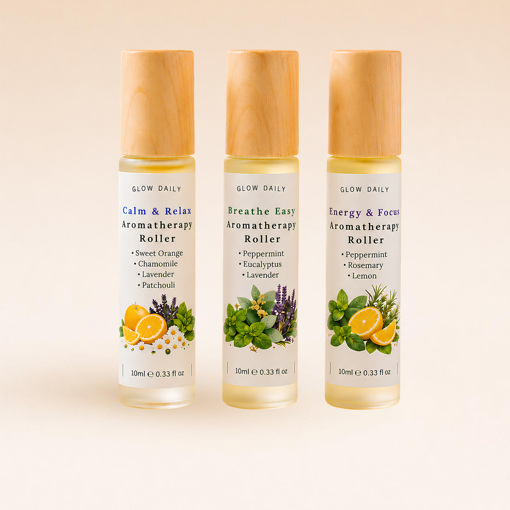 Aromatherapy Roller Set – Breathe Easy, Calm & Relax and Energy & Focus