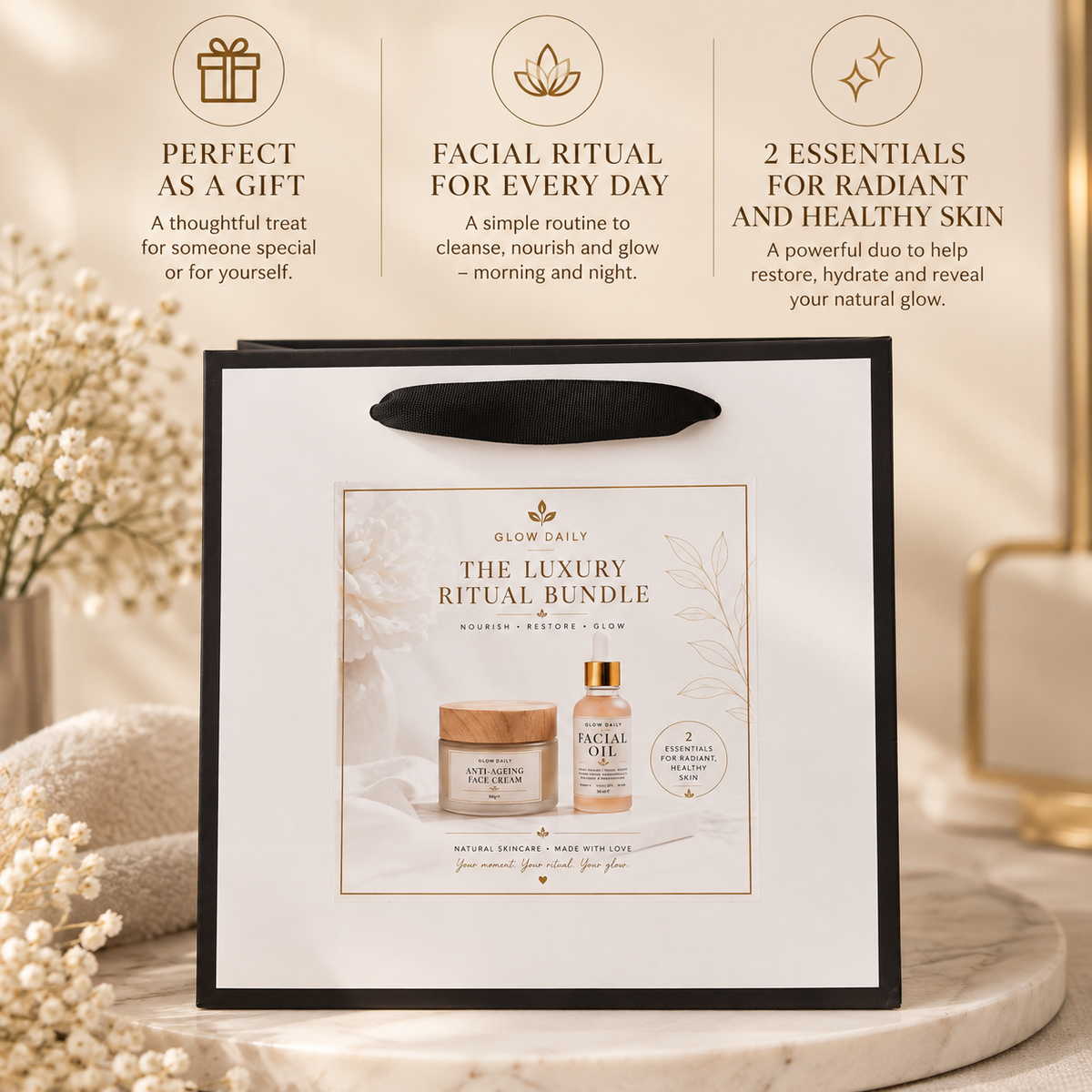 Luxury Duo Facial Ritual – Anti-Ageing Face Cream & Facial Oil